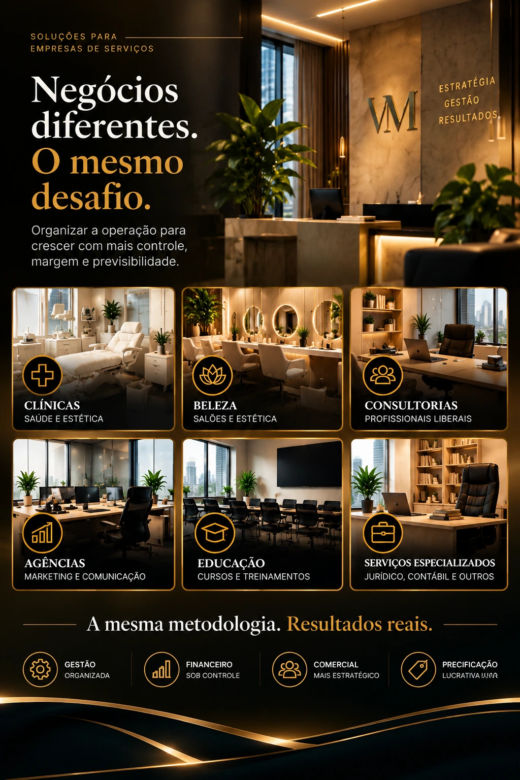 Negócios diferentes. O mesmo desafio.